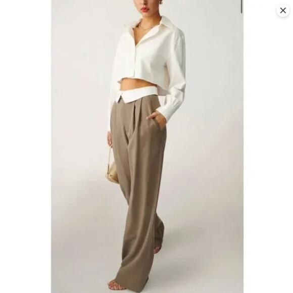 Reformation Stevie High Rise Pants NWT Size 2 Mushroom - Picture 2 of 7